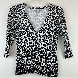 WHBM Leopard button front cardigan Sweater.